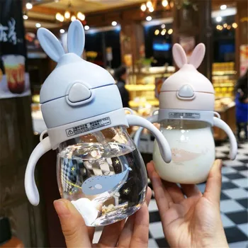 

320ml Cups Cartoon creative children plastic cup cute handle hand shatter-resistant water cup safe non-toxic Feeding Baby Bottle