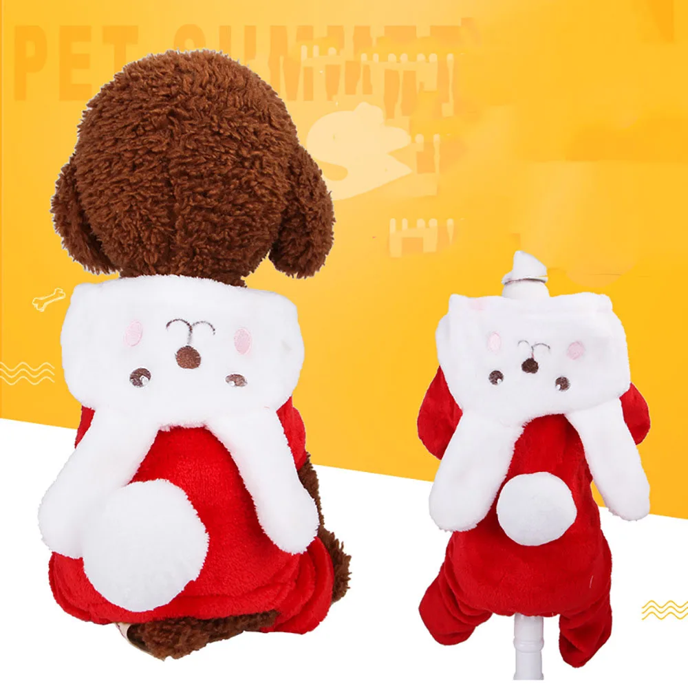Костюм для собак в форме кролика из мультфильма; милая Одежда для собак; одежда для кошек, собак, чихуахуа; теплая флисовая куртка; пальто для щенков; комбинезон