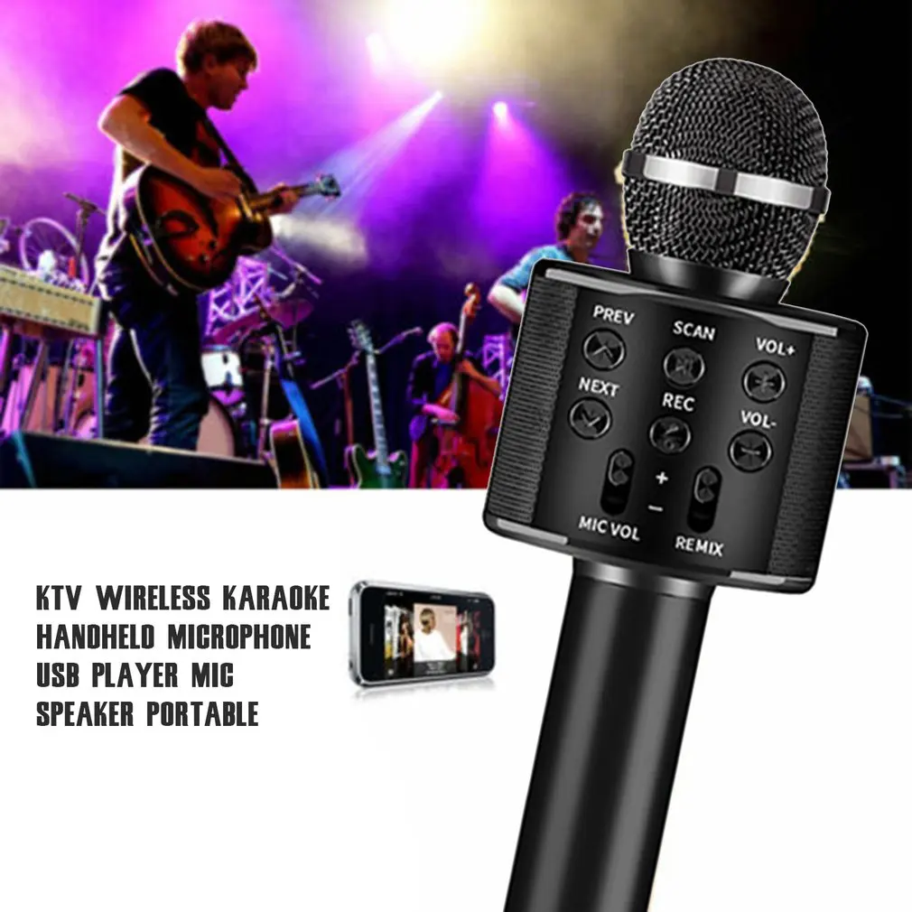 Bluetooth KTV беспроводной ручной микрофон для караоке USB плеер динамик Портативный