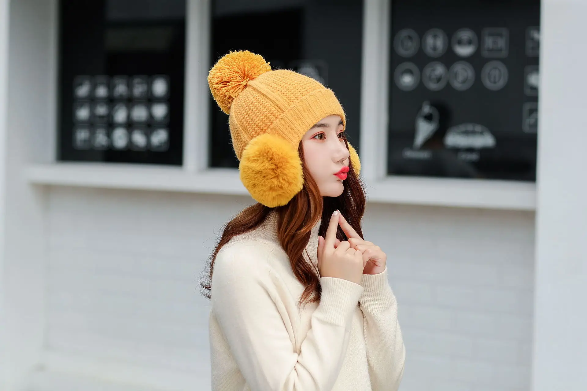 Зимняя вязаная шапка s для женщин теплая флисовая внутренняя шапочка для девочек зимняя шапка для женщин шапка с помпоном женская вязаная шапка s