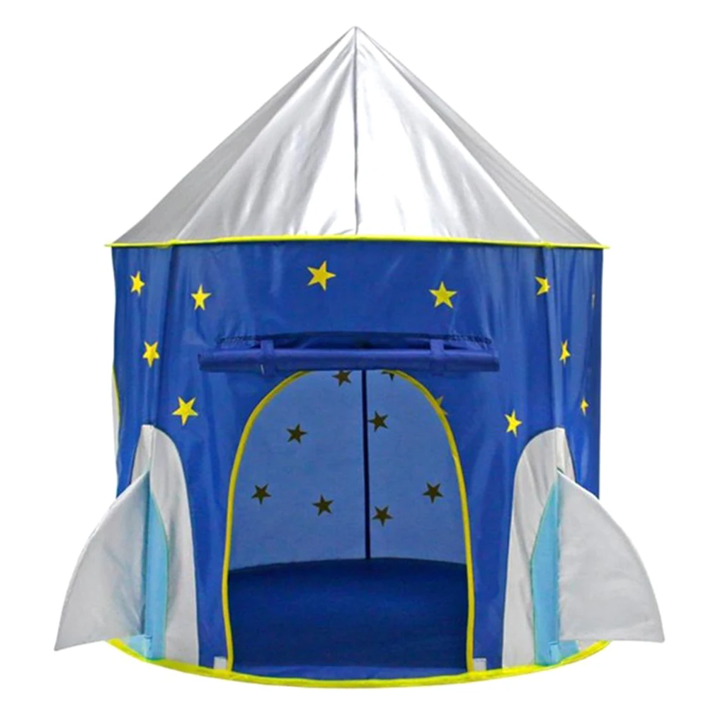 Rocket Ship Up Play Tent for Boys and Girls, Foldable Indoor and Outdoor Castle Playhouse, Easy Set Up