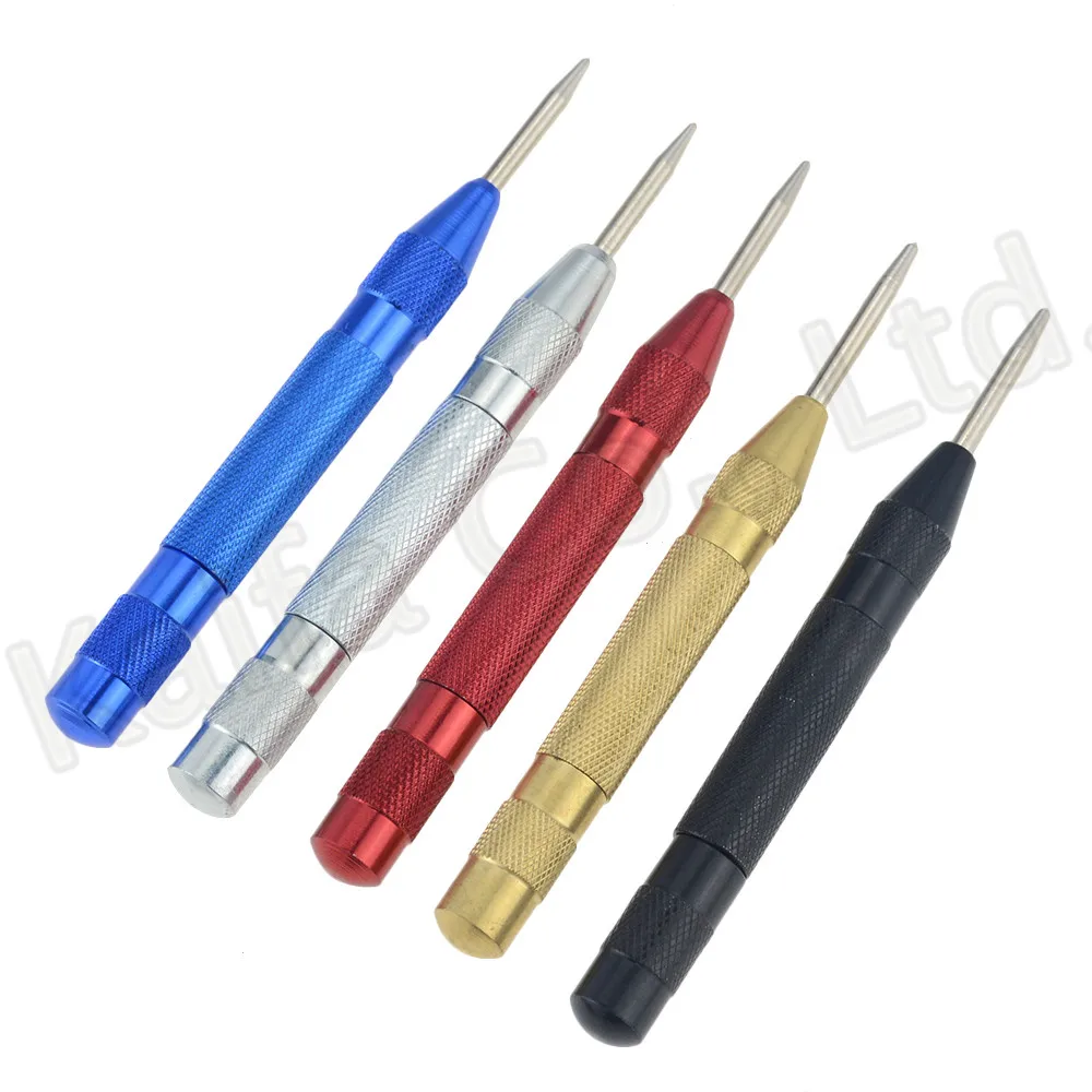 Color : Black Accessory 5-inch Automatic Center Pin Spring Loaded Mark Center Punch Tool Wood Indentation Mark Woodworking Tool Bit Useful