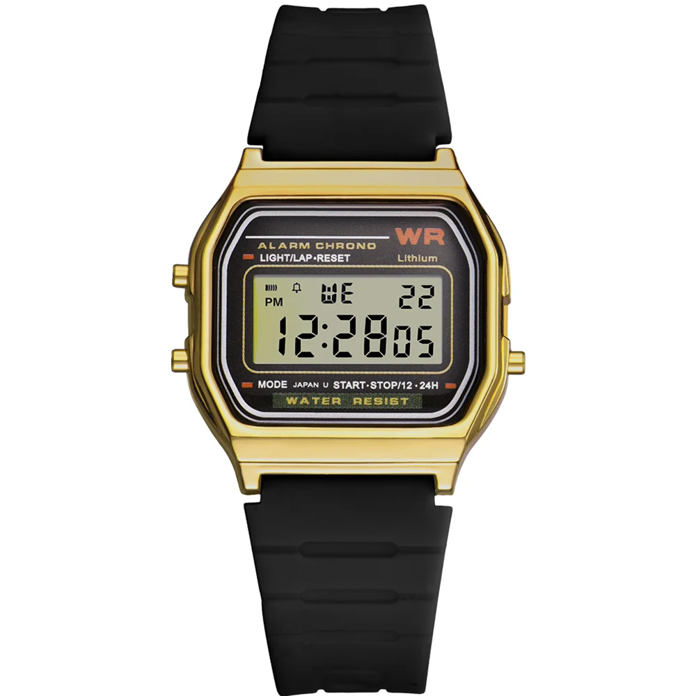 SYNOKE Новое поступление мужские цифровые часы женские Ретро G светодиодный цифровой шок спортивные водонепроницаемые мужские наручные часы золотые часы - Цвет: 9027jin-hei