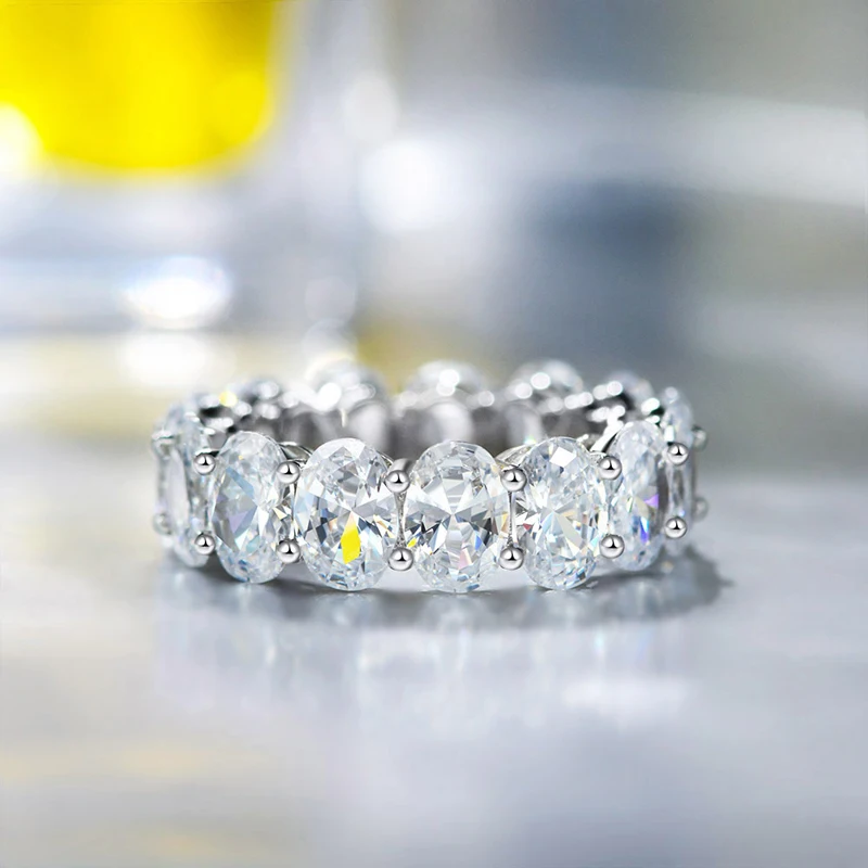 OEVAS 925 Sterling Silver Oval Created Moissanite Gemstone Engagement Party Cluster Ring Wedding Band Fine Jewelry Wholesale