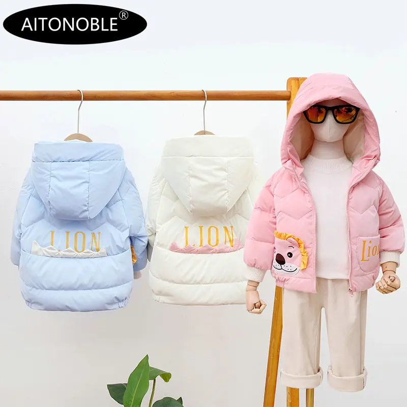 NEW ARRIVAL Aitonoble New Kids Down Jacket Parkas Children Down Coats and Parkas Coat with Guitar Bag