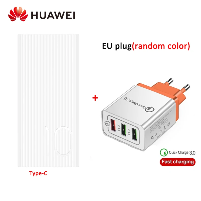 Huawei Honor power Bank 2 10000mAh 9 V/5 V 2A 18W двухсторонняя Быстрая зарядка Высокая емкость полимерная литиевая батарея Внешний внешний блок питания - Цвет: Type-C add EU