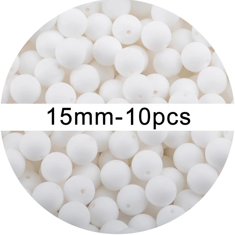 תינוק נשכן 15mm 10pcs סיליקון חרוזים עגול צבע עניבת תינוק בקיעת שיניים פעוטות צעצוע רך ללעוס חרוזים מזון כיתה מתנה מוצץ קליפ