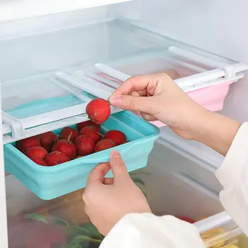 

Kitchen Fridge Freezer Slide Drawer Type Space Saver Storage Organizer Rack Shelf Holder Foldable Box
