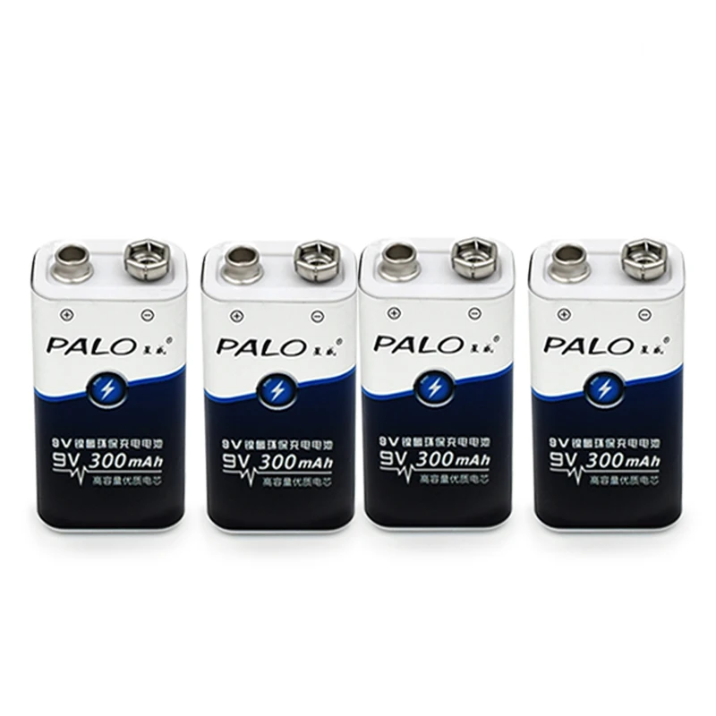PALO зарядное устройство для 6F22 9V NiCd NiMh аккумуляторы+ 4 шт 9V 300mAh Ni-MH аккумуляторы
