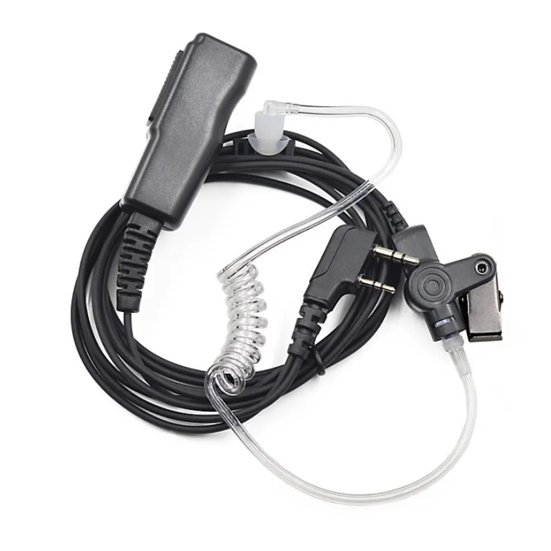 Длинный PTT воздуховод гарнитура для Kenwood TK3307 puxing PX777 PX888 baofeng UV5R UV82 BF777S BF666S радио - Цвет: Черный