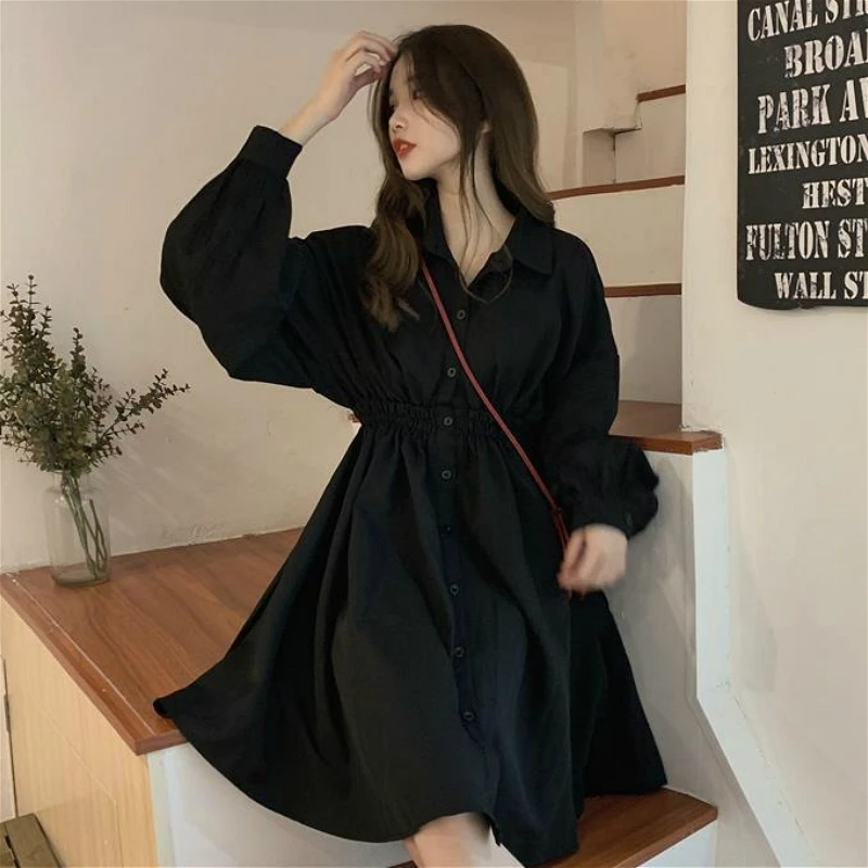 Dress Women Lovely Trendy College Style Korean Chic Lantern