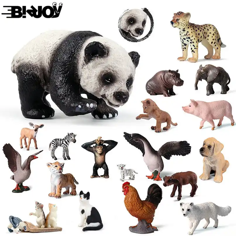 Cub bonito modelo simulação zoo animais selvagens figura adorável educativo bebê panda leão zebra elefante animal brinquedo criança crianças decoração presente