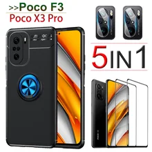 Case for Poco F3, vetro temperato + cover con anello per Xiaomi Pocophone F3 custodia protezione pellicola vetro PocoF3 PocoX3Pro custodia Poco F3 case & glass