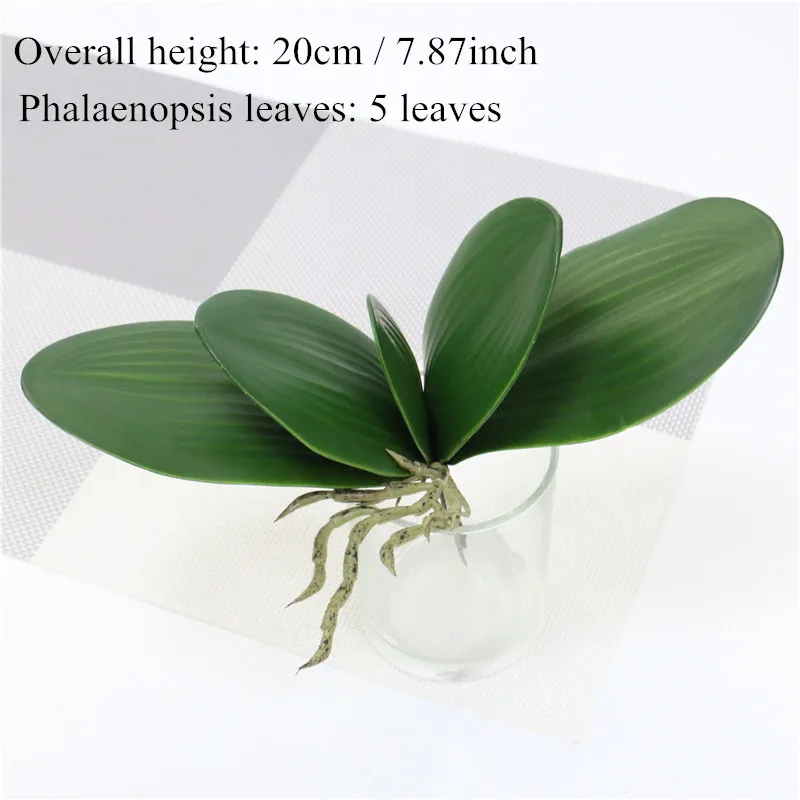 20cm 5 leaves 1 шт Искусственные растения настоящий на ощупь фаленопсис лист декоративные цветы DIY вспомогательный материал для цветочного оформления листья орхидеи - Цвет: 20cm 5 leaves