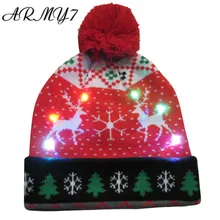Зимние шапки для женщин, повседневный Рождественский светодиодный светильник Skullies, милая Шапка-бини, мягкая вязаная шапка, шапочка с помпоном, теплая шапка, подарки