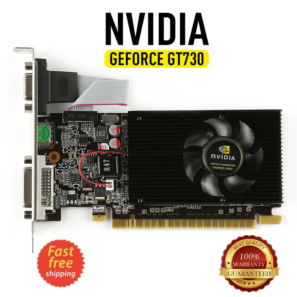 Оригинальная видеокарта NVIDIA GeForce GT730 2GB DDR3 DVI VGA HDMI PCI-E низкопрофильная Видеокарта Новинка