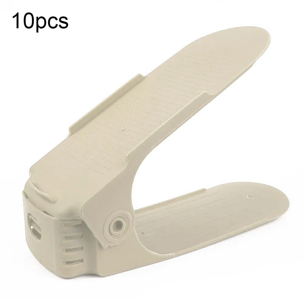 Light yellow 10pcs Durable Colorful Adjustable Shoe Organizer Footwear Support Storage Shoe Rack Stand Space Saving Cabinet Closet Stand Shoe - Цвет: Light yellow