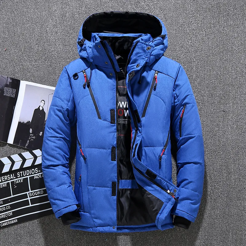 

PureLeisure Winter Men Fishing Jacket Multiple Pockets Thicken Skiing Jackets Down Hooded Hiking Snow Overcoat Keep Warm Coat
