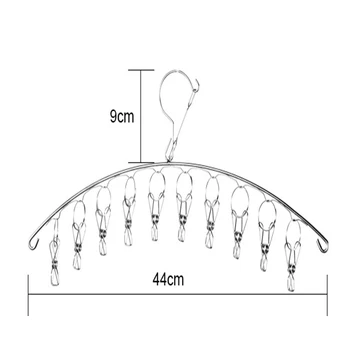 

Stainless steel sock rack curved hanger windproof hanger multi-clip drying rack