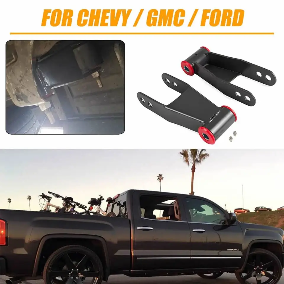 1-2 Inch Rear Lowering Shackles Kit For 1988-2018 Chevy Silverado & GMC Sierra 1500/2500 - Replaces #410520