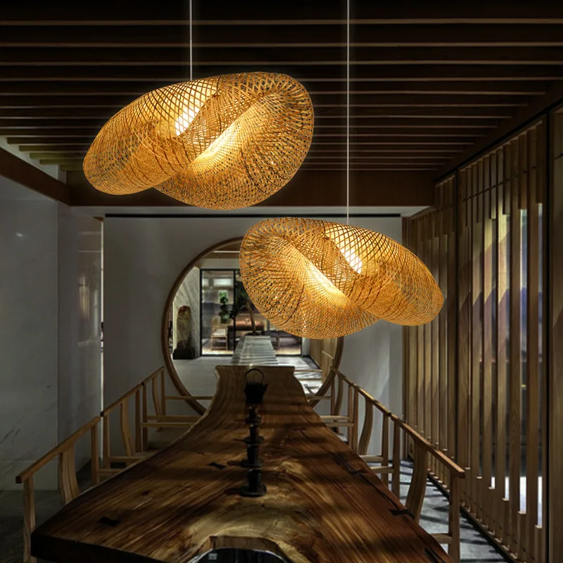 

Современный дизайн для гостиничного Холла бамбук светодиодный светильник деревянный подвесной светильник с столовая гостиная подвесной светильник ресторан Лофт Vila дома светильник