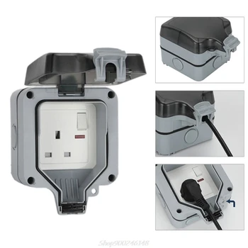 

IP66 Weatherproof Outdoor Wall Power Socket 13A Single Standard Electrical Outlet Grounded AC 250V Au18 20 Dropship