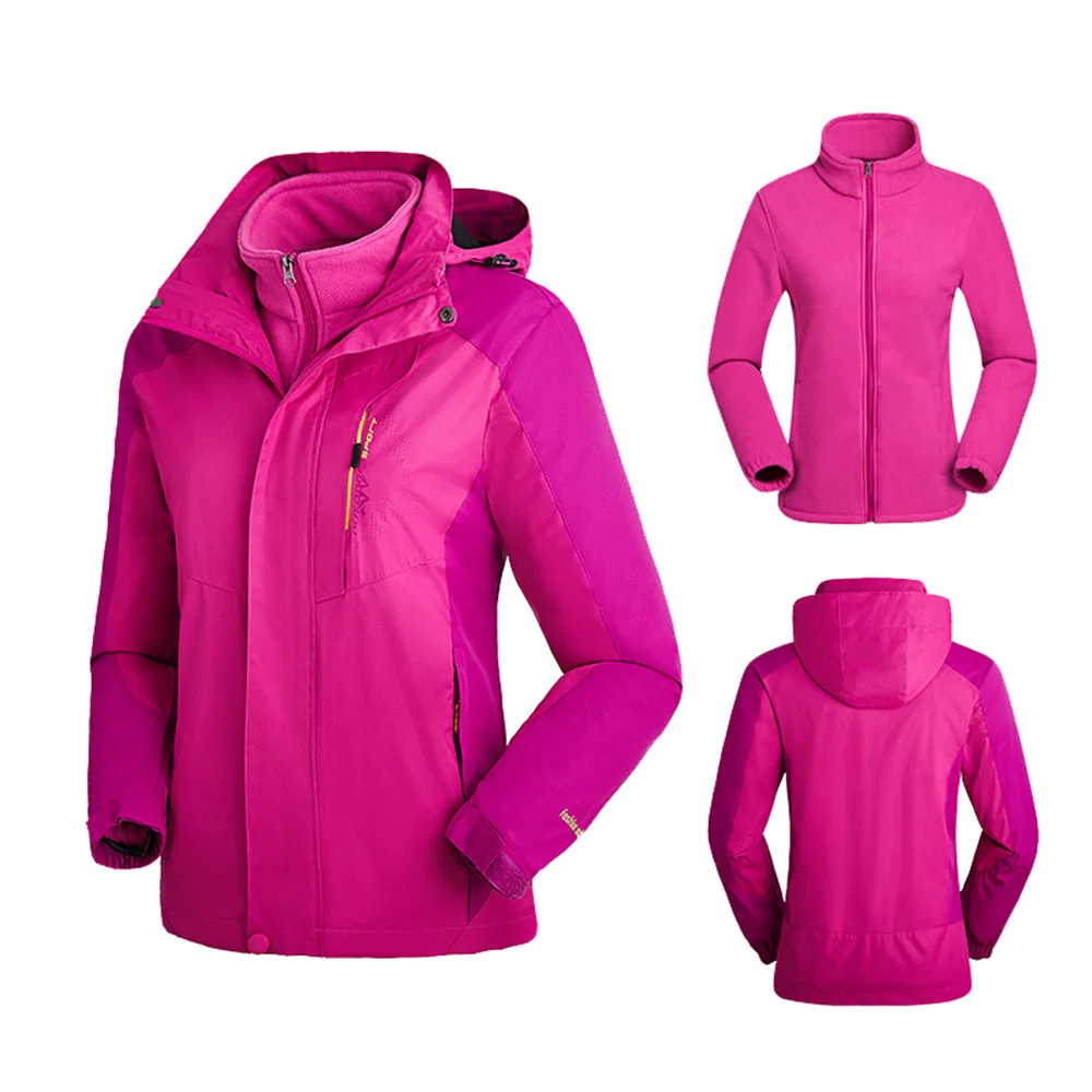 

Woman Camping Hiking Coat Cycling Running Waterproof Windproof Jacket Outdoor Plus Velvet Thick Mountaineering Jacket