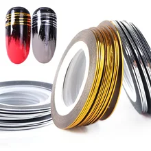 0,5 мм чередование для дизайна ногтей лента линия серебро золото клейкая переводная фольга переводные наклейки 3D лак Декоративные Наклейки Маникюр Советы JI1009-1