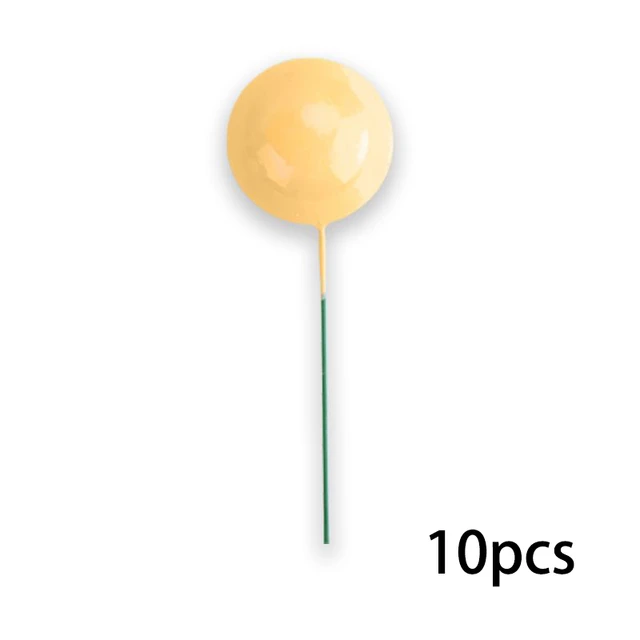 10pcs Ball Cake Toppers Birthday Party Cupcake Topper Christmas Tree Decor Ornament Baby Shower Party Supplies Cake Decoration Yellow