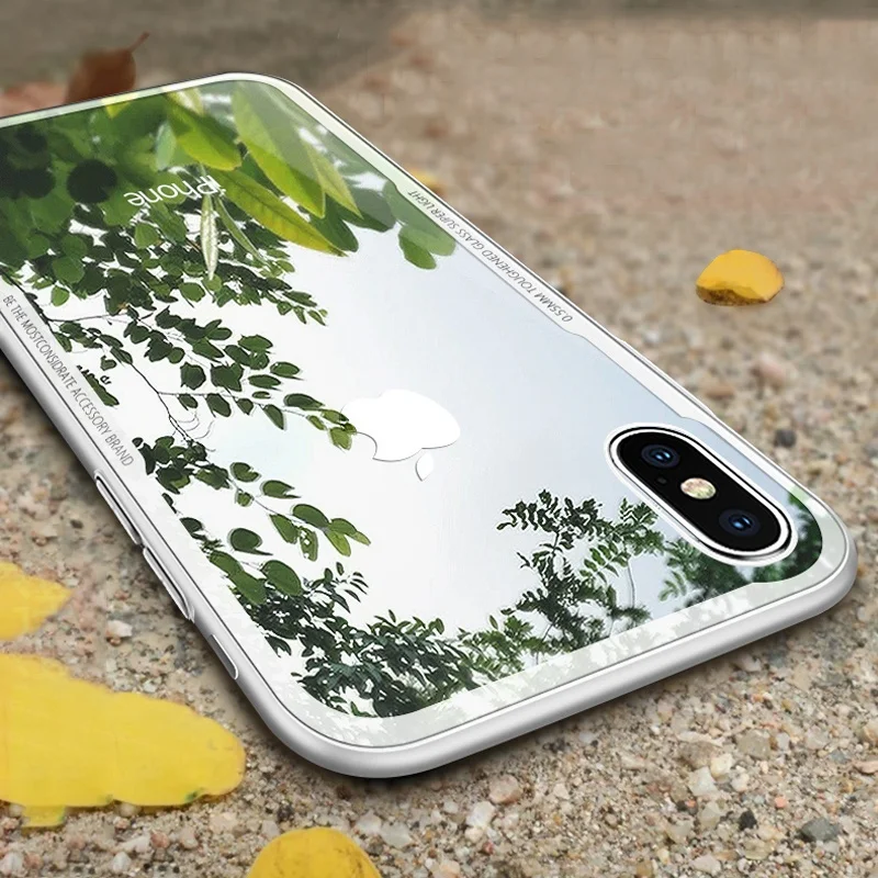 Роскошный противоударный чехол для iPhone X 7 6 6s 8 Plus прозрачное закалённое стекло Жесткий Чехол Мягкий силиконовый край чехол для iPhone