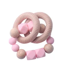 Best Offers Baby Teether Bracelet Food Grade Silicone Teether Wooden Teether Ring Nursing Safe Organic 2pc Bangle Teether Toys