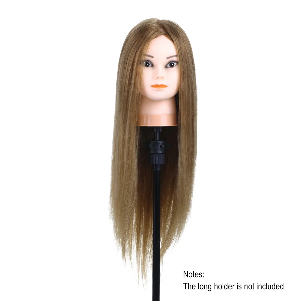 

75% Real Human Hair Dummy Training Head with Hair Clamp Holder for Salon Hairdressing Practice Mannequin Heads Models Tools