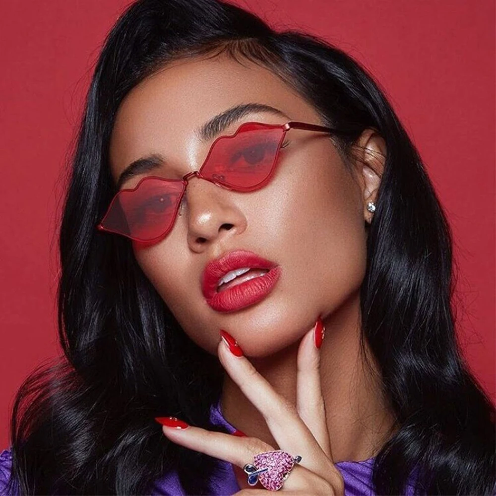 big sunglasses for women XaYbZc Sexy Red Lips Sunglasses 2022 Hippie Vintage sun galsses for Women Festival Rave Party Sun Glasses Ladies Eyeglasses round sunglasses women