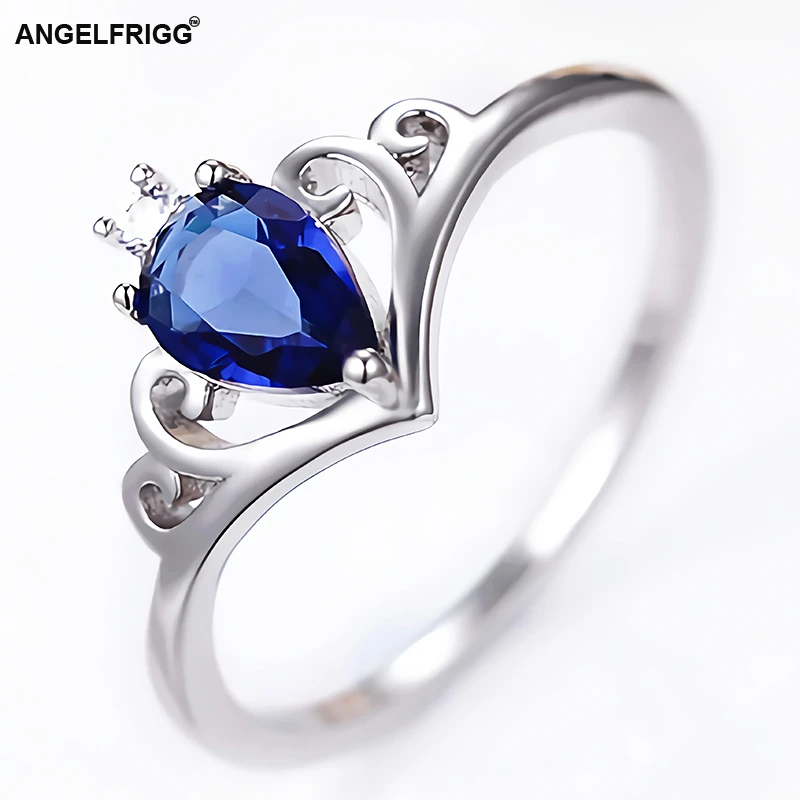 ANGELFRIGG Лидер продаж серебряные кольца для женщин синий AAA CZ камень обручальные свадебные женские модные ювелирные изделия