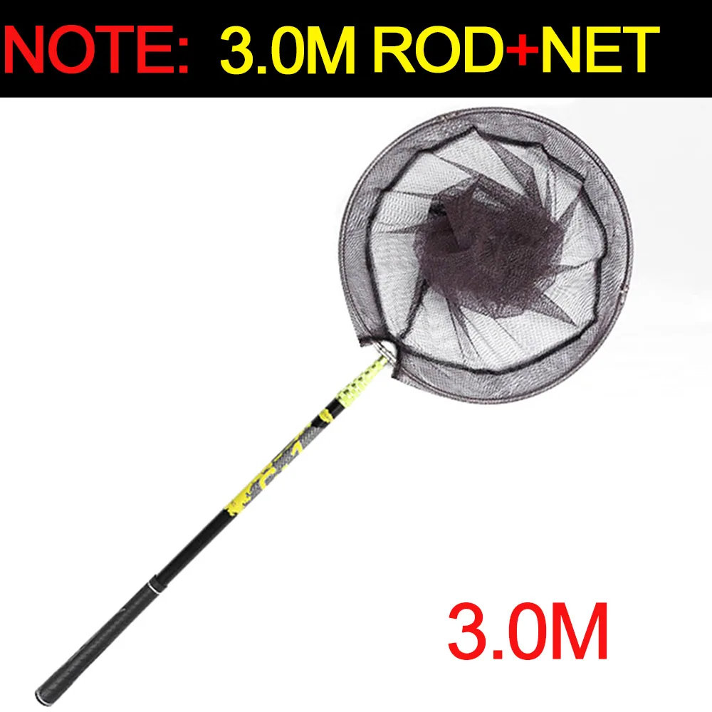 3M pole and net JOSBY Pesca для ловли нахлыстом, телескопическая ручная сетка, салазки для посадки, удочка для кормушки, углеродный полюс, Canne, карп, Сверхлегкий, мини, для путешествий - Цвет: 3M pole and net