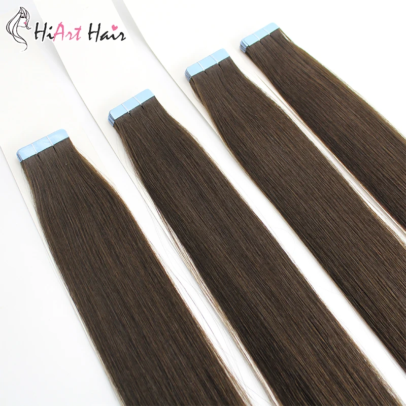 HiArt волосы для наращивания на ленте настоящие человеческие волосы remy для салона двойная лента натуральные волосы прямые волосы для наращивания на ленте 1" 20" 22"