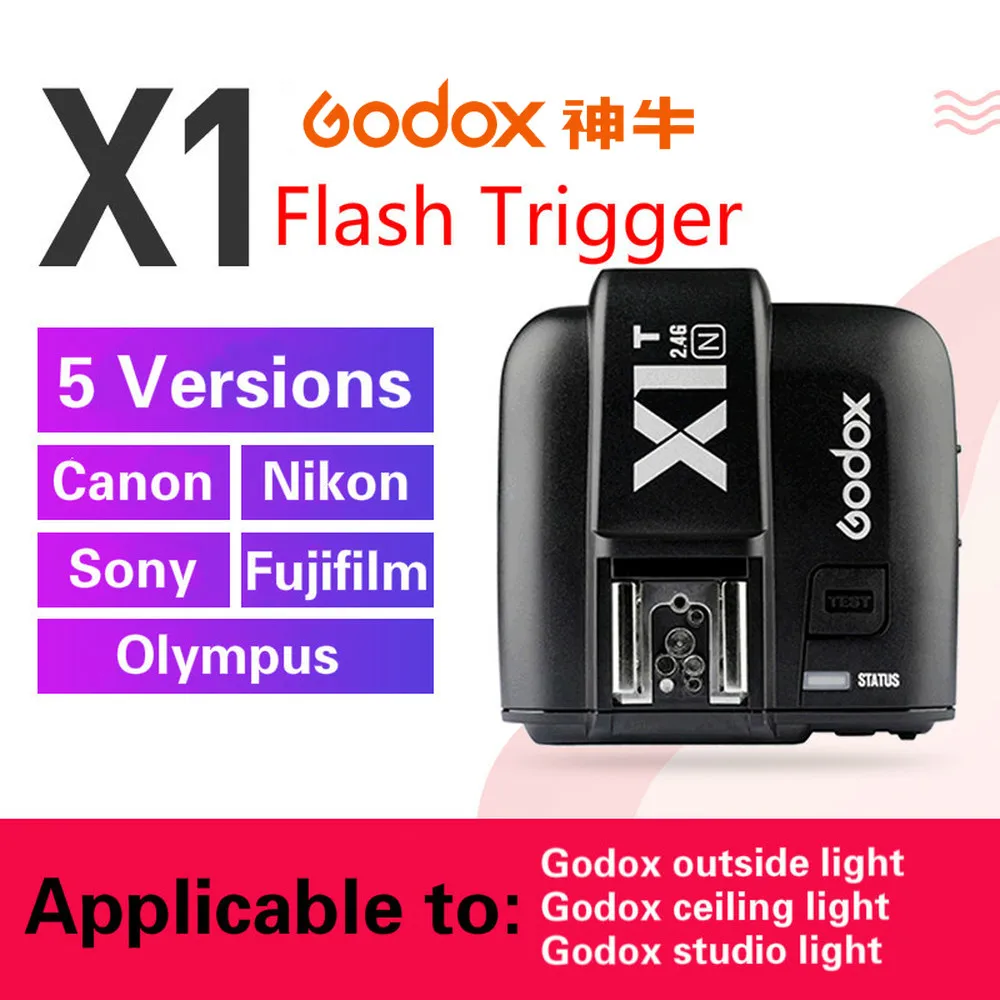 

GODOX X1T-F X1T-C X1T-S X1T-O X1T-N 2.4G Wireless TTL HSS Flash Trigger Transmitter for Sony Nikon Canon Fujifilm Olympus Camera