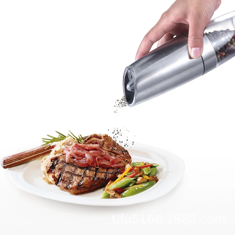 LED Gravity Salt Pepper Grinder Electric Automatic Battery Operated Shaker Tool