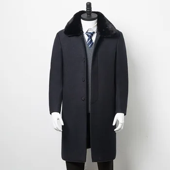 

woolen overcoat wool windbreaker male cashmere middle aged and elderly winter father's clothes thickened with cashmere