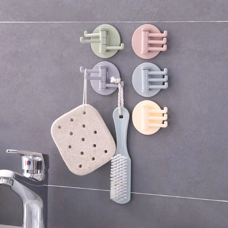 

CTREE Bathroom Wall Hanging Hook Strong Non-marking Adhesive Hook Nail-free Load Bearing 3 Hook Even Rotating Kitchen Hook CNS60