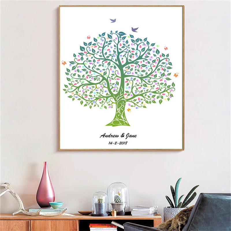 

Guest Book Wall Art Canvas Painting Home Decor Backdrop Tree Birthday Wedding Event Party Souvenir Anniversary