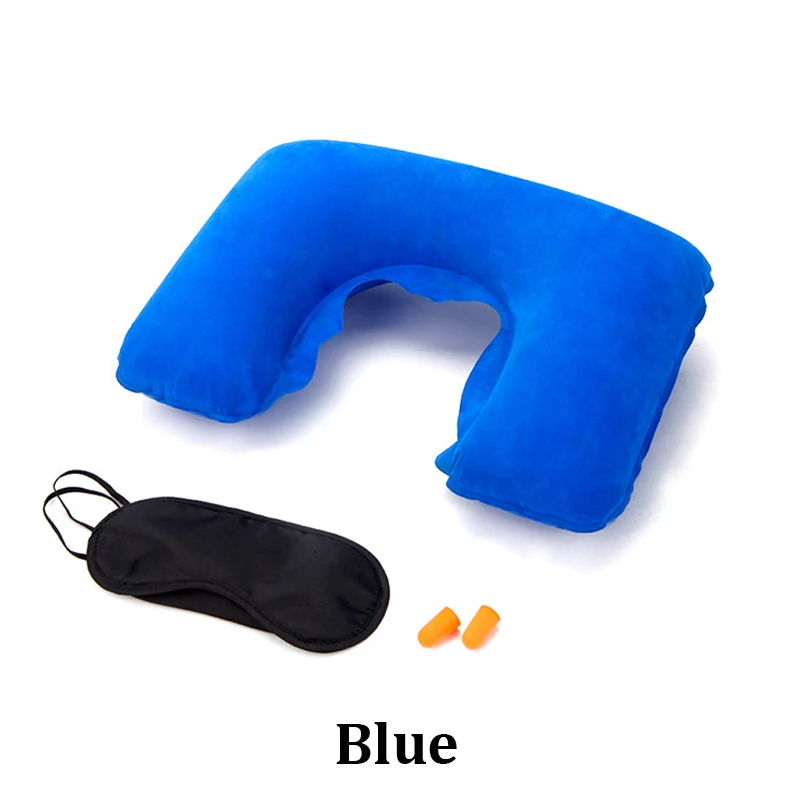 1 шт. надувная подушка воздушная подушка для шеи u-образный компактный полет самолета путешествия домашний текстиль для подушек Прямая - Цвет: Синий