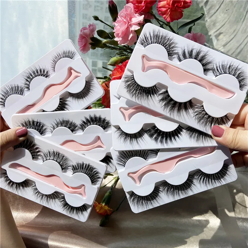 3 пары смешанных норковых ресниц с 1 пинцетом модные ресницы 2020 3D фотоинструменты