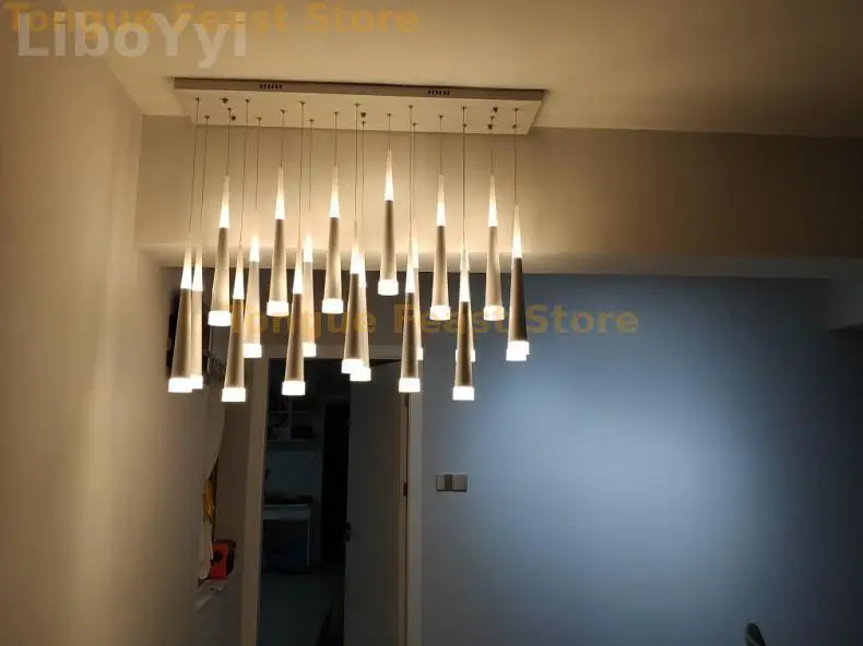 Modern Design Gold Black Minimalist Luster LED Chandelier for Bedroom Dining Living Room Loft Restaurant Cafe Interior Home Deco