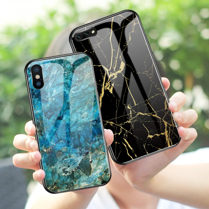 Мраморный чехол из закаленного стекла для телефона huawei Honor 8X mate 20 Pro 10 P20 Lite P Smart Plus