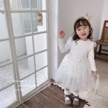 Новое платье принцессы для девочек, Модная хлопковая вуаль, весенние платья для девочек 3-8 лет, PO46