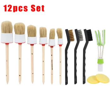 

12pcs/Set Detailing Brush Car Detailing Brush Hair Vehicle Auto Cleaning