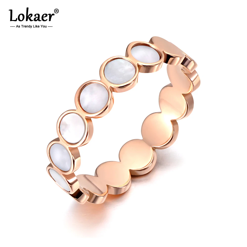 Lokaer Titanium Stainless Steel Fine Brand White Shell Rings Bridal ...