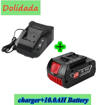 

18V 10000mAh Rechargeable For Bosch 18V Battery Backup10.0A Portable Replacement BAT609 Indicator light+3A Battery Charger