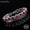 Jellystory pulsera de encanto con forma redonda zafiro, rubí de piedras preciosas de Plata de Ley 925 joyería para mujer de boda, regalo de compromiso ► Foto 1/6